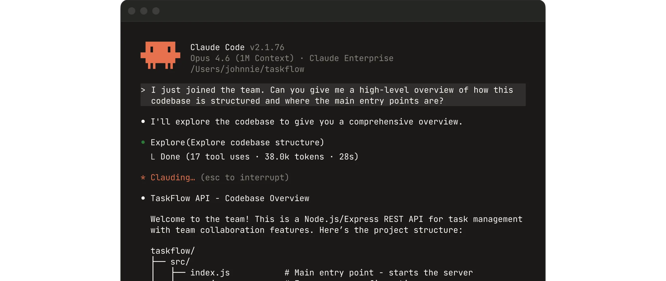 Claude Code running in a terminal session