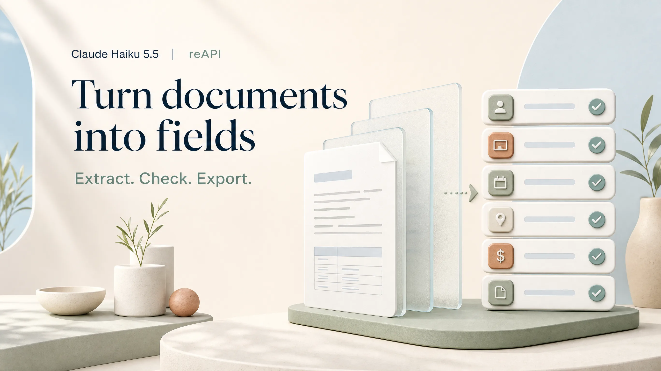 Claude Haiku 5.5 product poster showing source documents beside structured fields