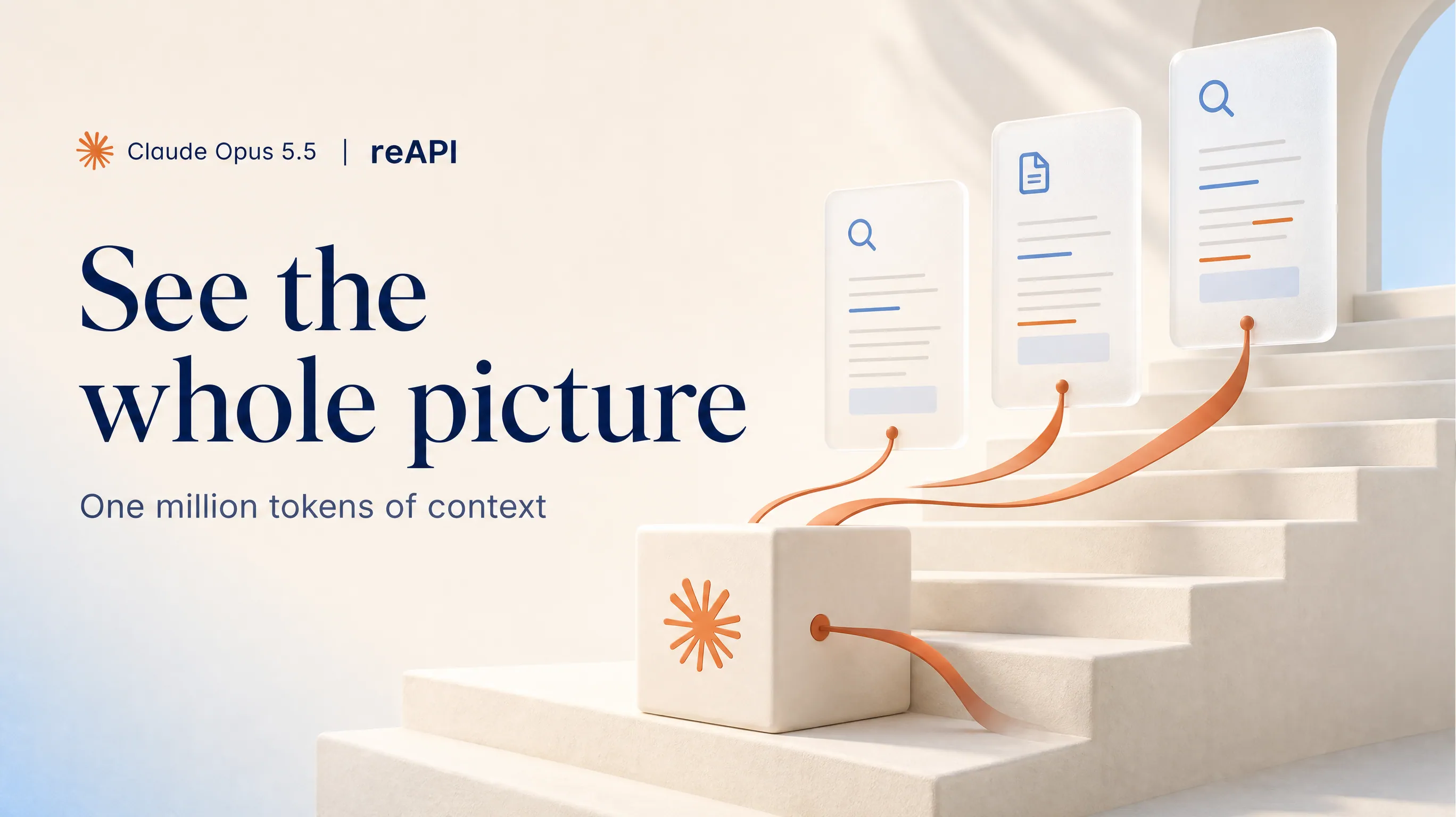 Claude Opus 5.5 product poster illustrating a large document context