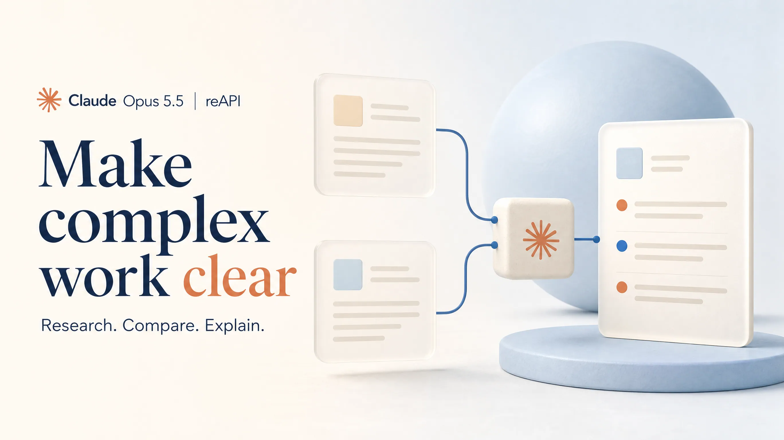Claude Opus 5.5 product poster for research, comparison, and clear explanations
